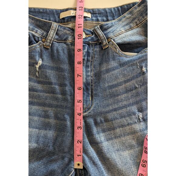 Kancan Denim Jeans High Waisted Ankle Skinny Distressed Boho Blue Size 27 - Picture 11 of 12